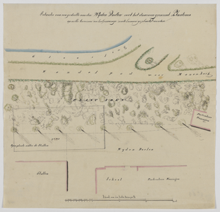 214953 Situatie van een ontworpen gebouw voor een hulpmanege voor de Veldartillerie aan de Wijde Doelen te Utrecht.